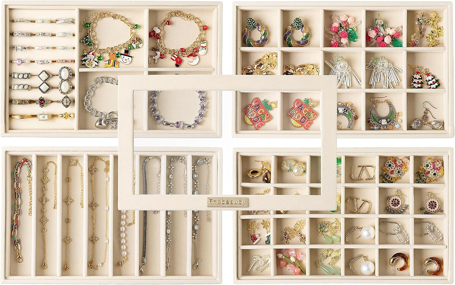 Stackable Jewelry Trays,Set of 4 Jewelry Organizer for Drawer | Amazon (US)