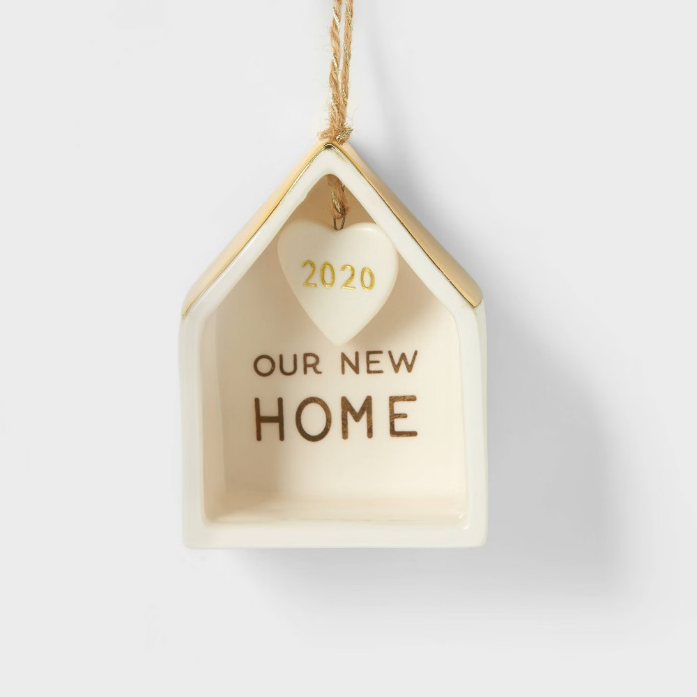 New Home Christmas Tree Ornament 2020 White & Gold Christmas Tree Ornament - Wondershop | Target
