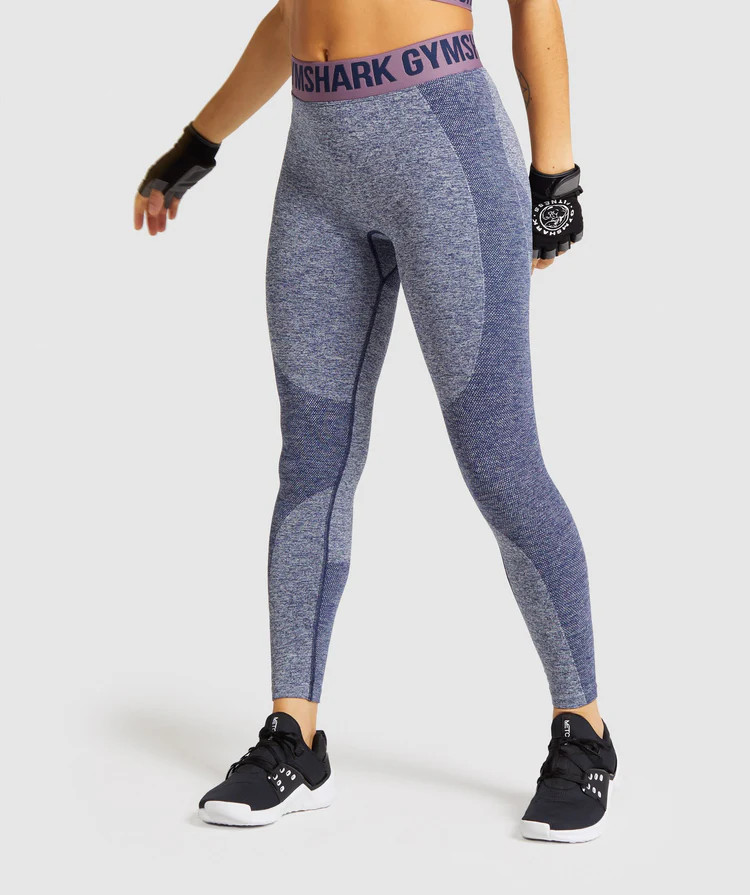 Gymshark Flex Leggings - Navy Marl/Purple | Gymshark (Global)
