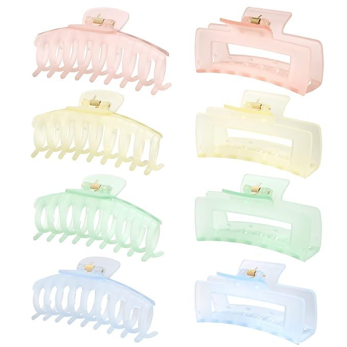 8 Pack 4.3"Large Hair Clips,2022 new summer models jelly frosted effect macaron Hair Clips for Wo... | Amazon (US)