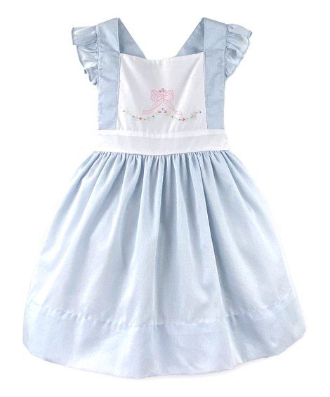 Petit Ami Blue & White Floral Bow Angel-Sleeve Dress - Toddler | Zulily