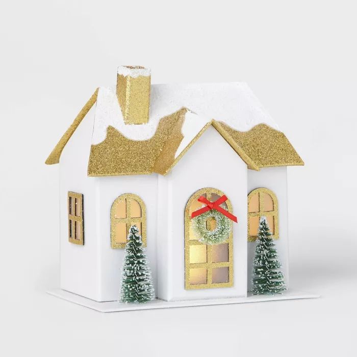 Paper Stout House Decorative Figurine Gold/White - Wondershop&#8482; | Target