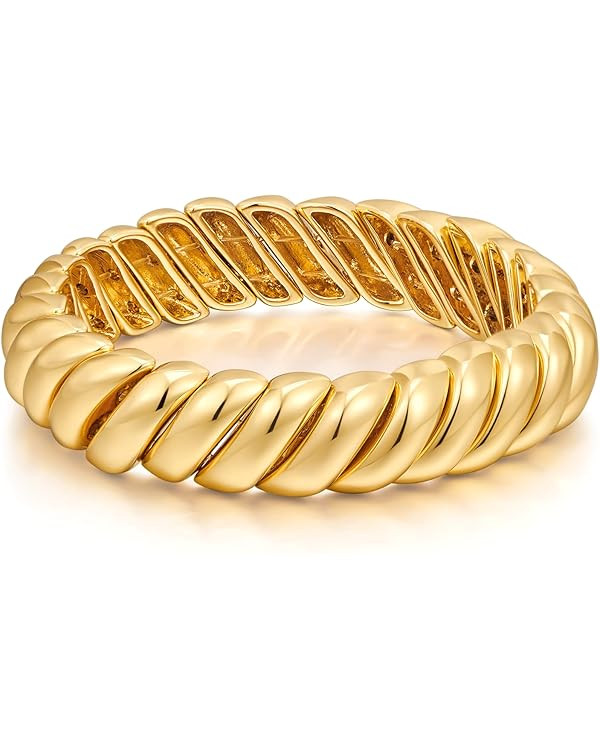 FAMARINE Gold Silver Chunky Bangle Bracelet for Women Men | Amazon (US)