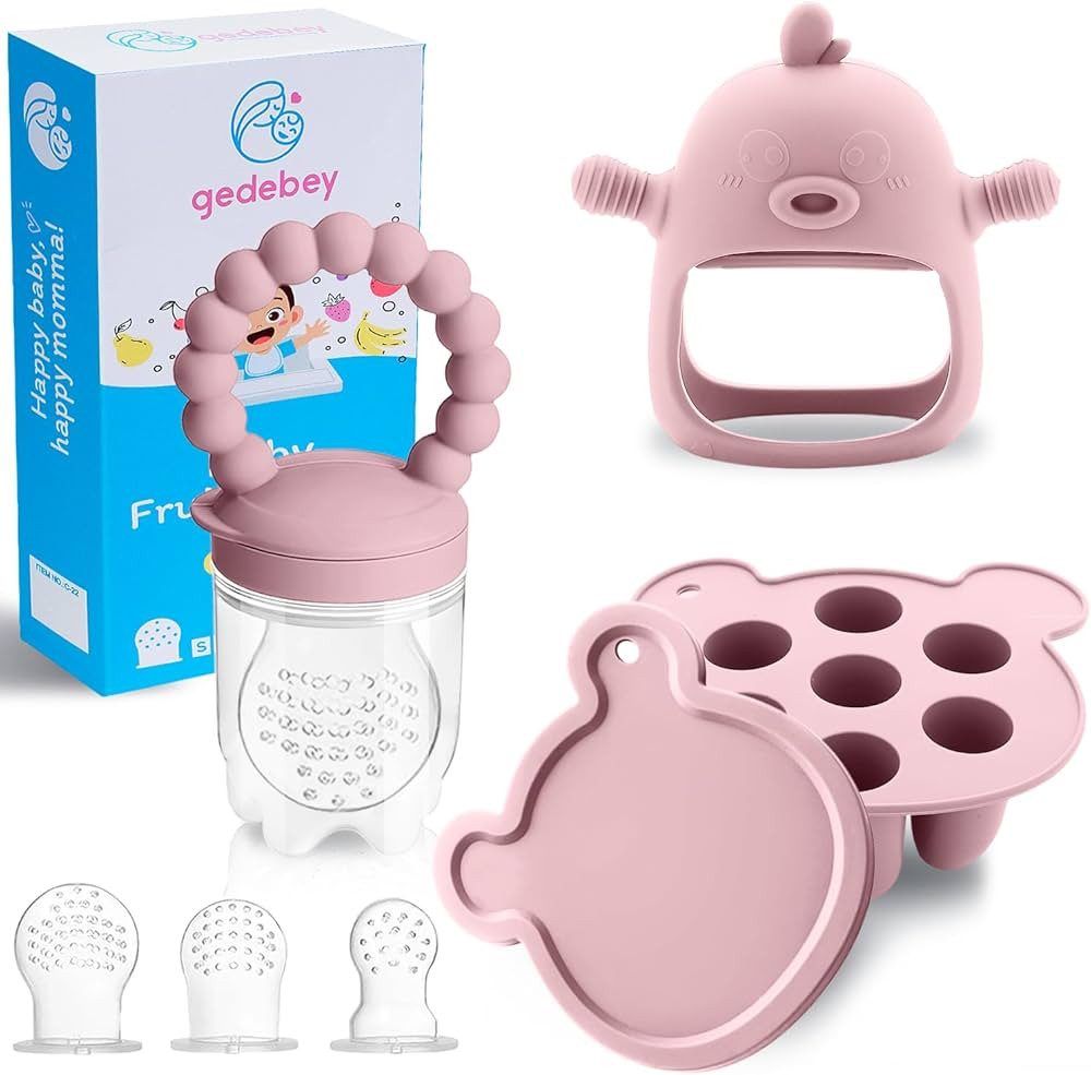 Baby Fruit Feeder Pacifier - 3 Pack | 1 Baby Food Feeder & 1 Baby Teether & 1 Baby Popsicle Molds... | Amazon (US)