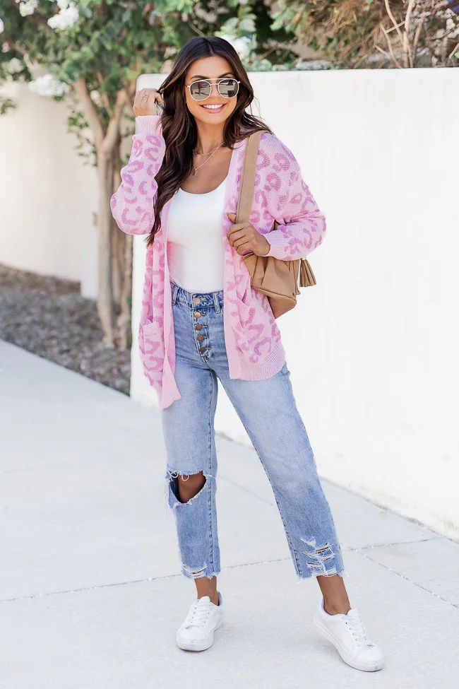 Make Time For Love Pink Animal Print Cardigan DOORBUSTER | Pink Lily