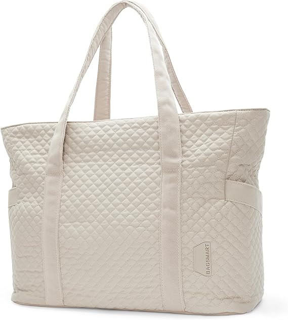 BAGSMART Large Tote Bag For Women, Travel Shoulder Bag Top Handle Handbag with Yoga Mat Buckle fo... | Amazon (US)