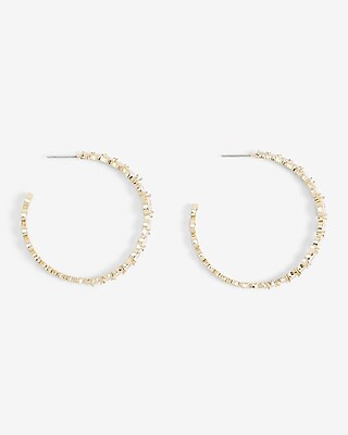 Rhinestone Teardrop Lined Hoop Earrings | Express