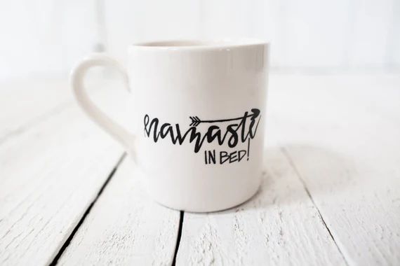 Namaste in Bed - Coffee Mug - (black and white) | Etsy (US)