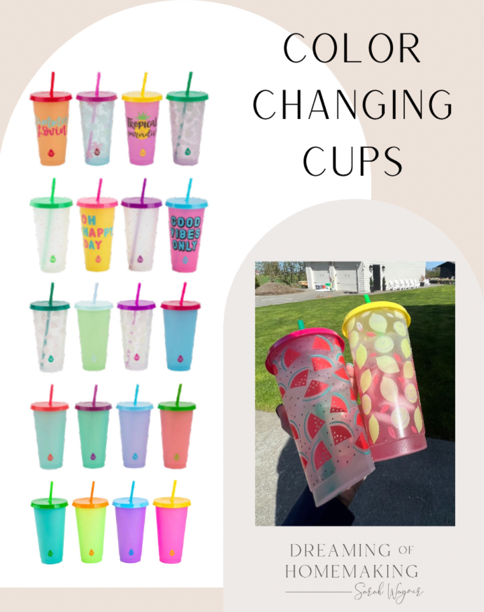 TAL Color Changing Cups 24oz, 4 Pack Summer Fruits 