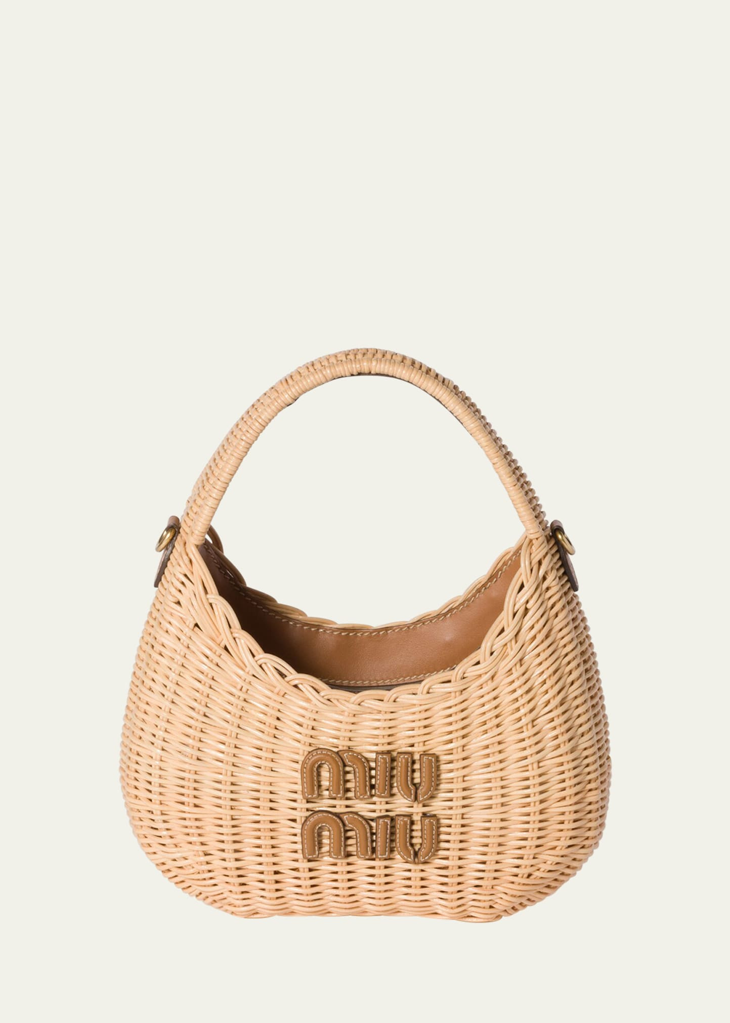 Miu Miu Wander Woven Rattan Top-Handle Bag | Bergdorf Goodman