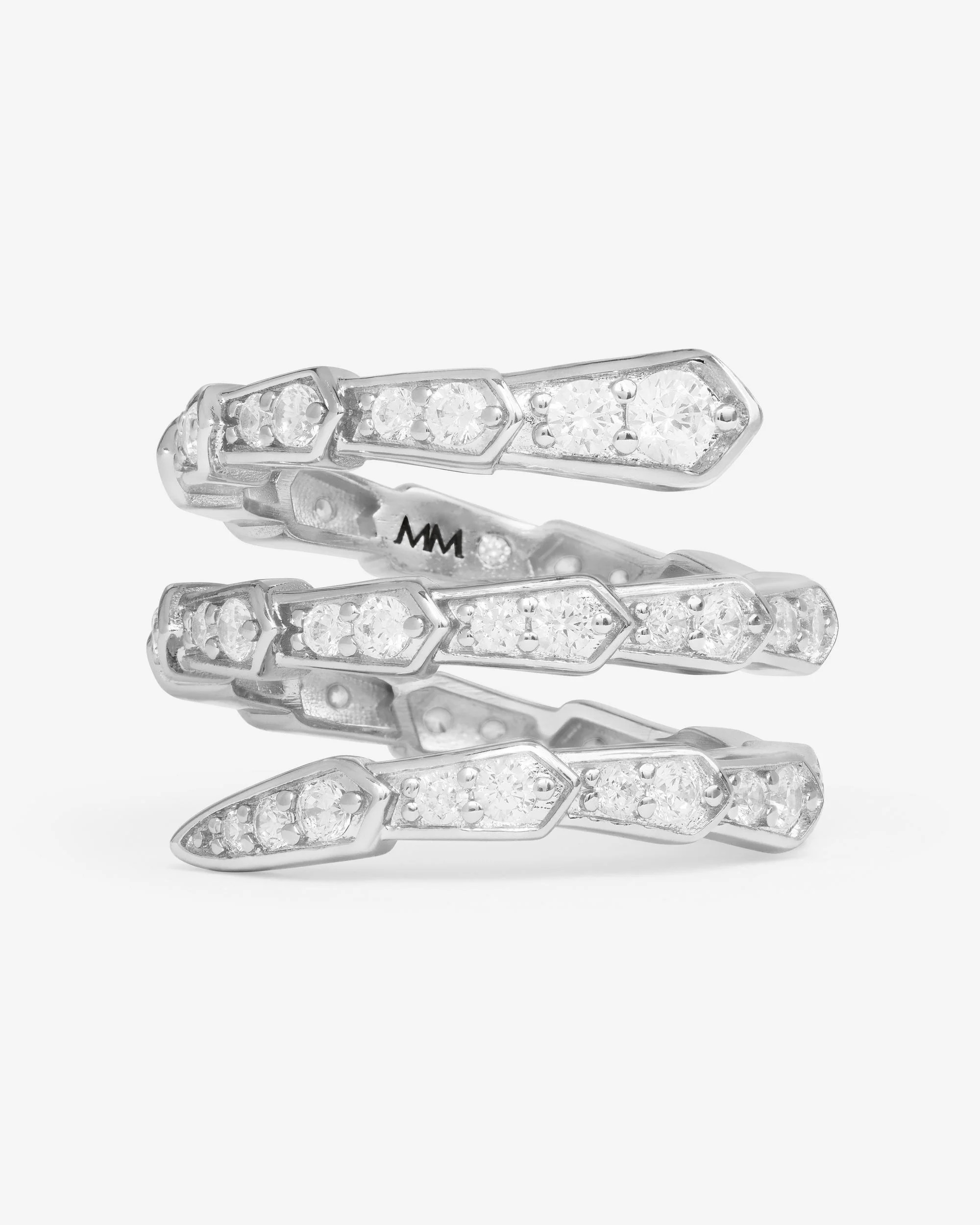 Pavé Serpent Spiral Ring - Silver|White Diamondettes | Melinda Maria Jewelry