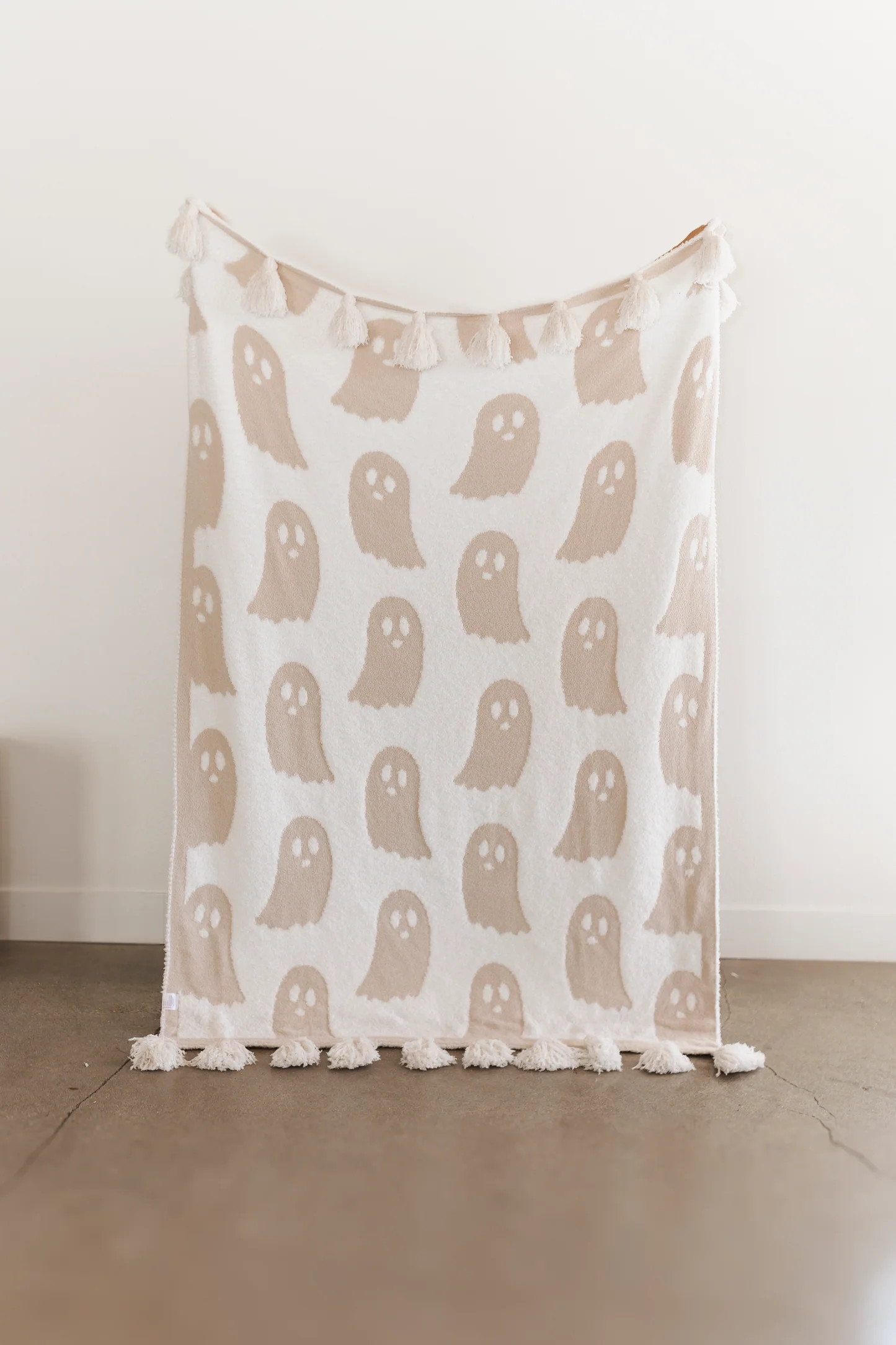 Sand and White Ghost Blanket With Tassels | Shop Staykation