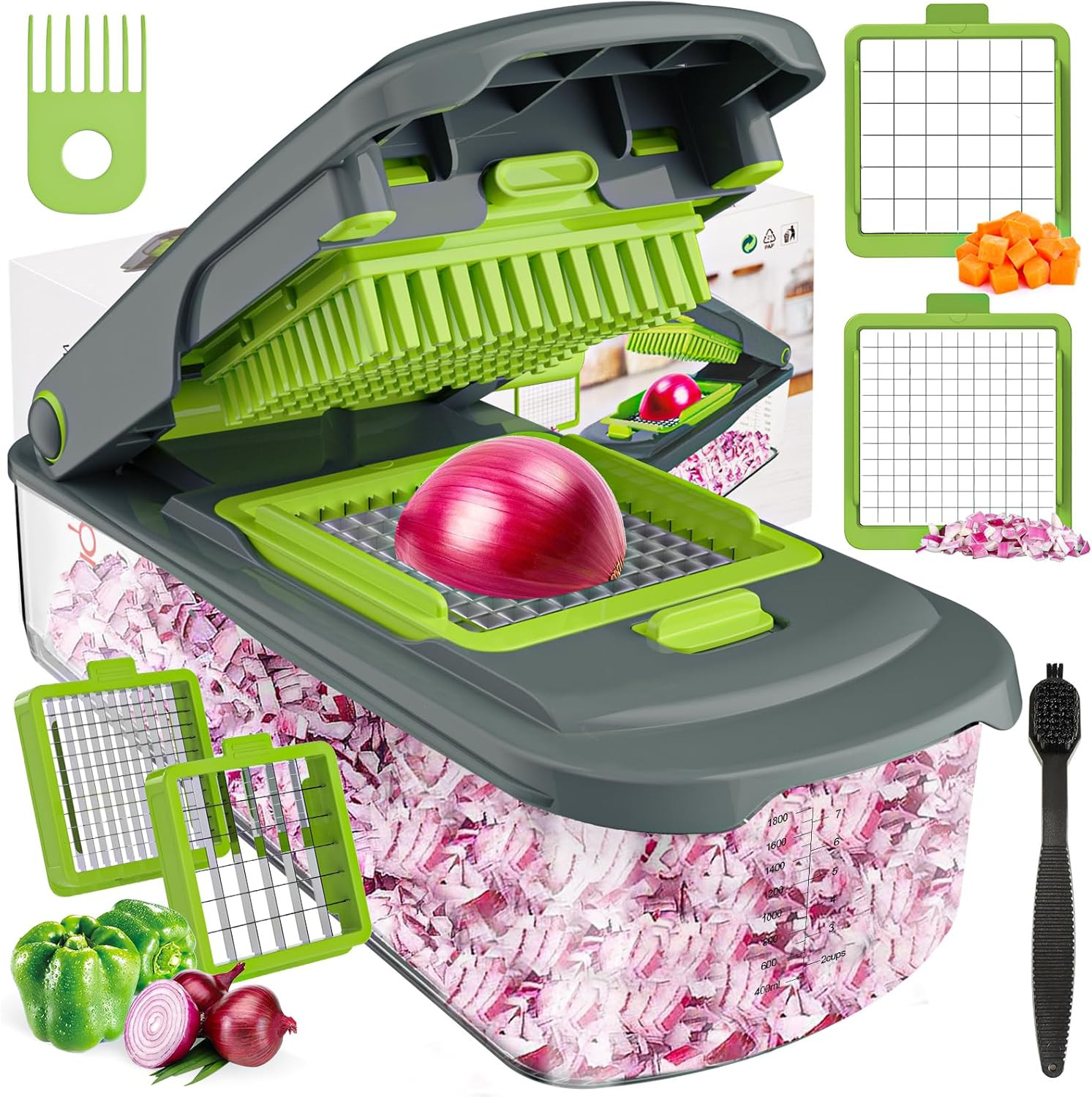 Cambom Vegetable Chopper With Container, Multifunctional Food Chopper Onion & Vegetable Cutter Di... | Amazon (US)