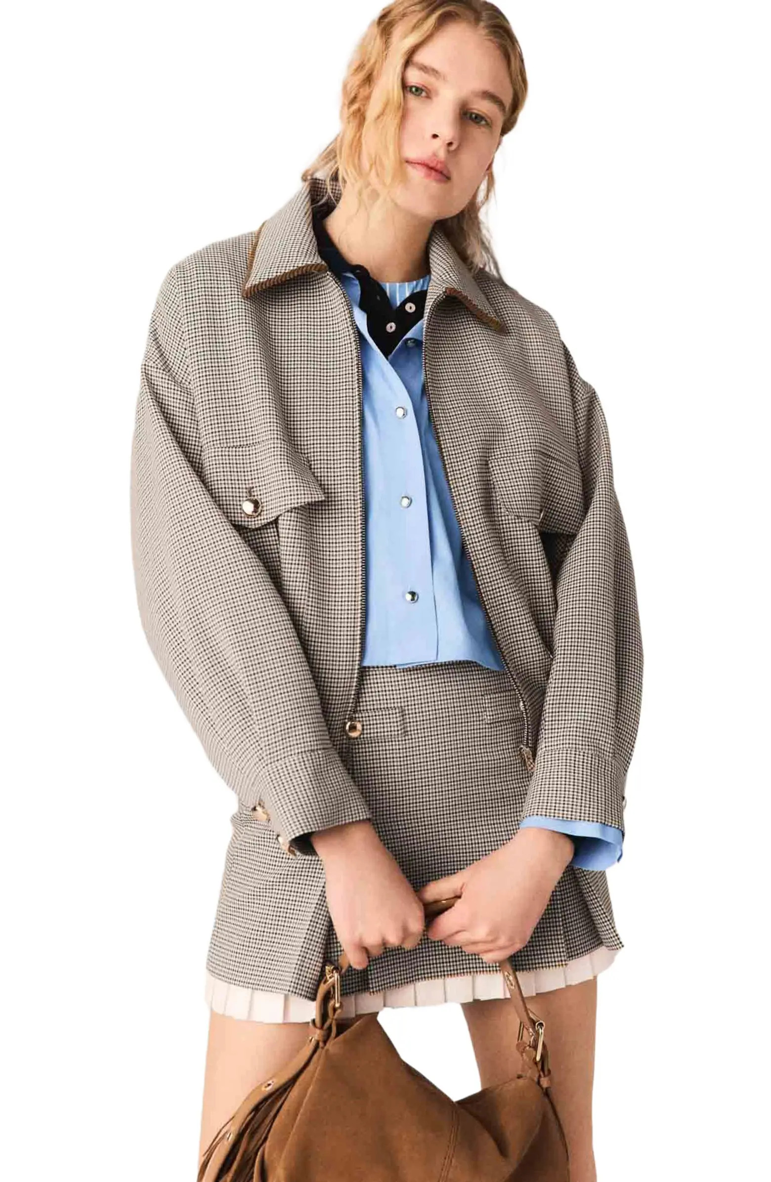 maje Checked bomber jacket | Nordstrom | Nordstrom