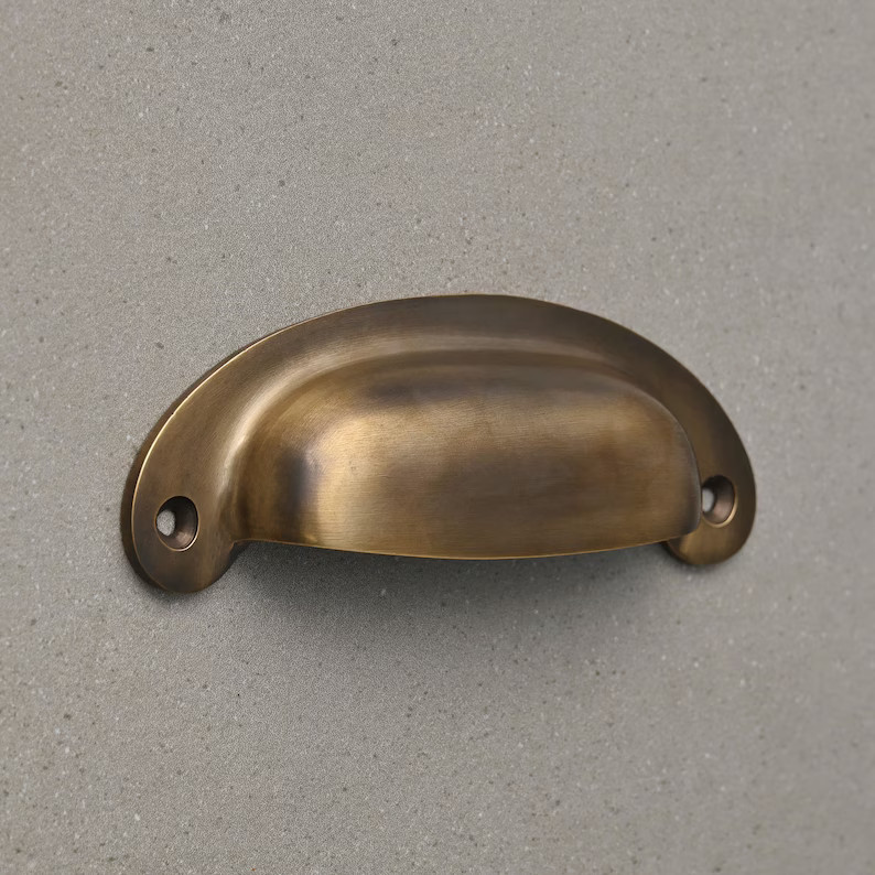 Aged Brass Handles & Knobs Cabinet Cupboard Kitchen Pulls Cup Door Drawer English Shaker Old Cott... | Etsy (US)