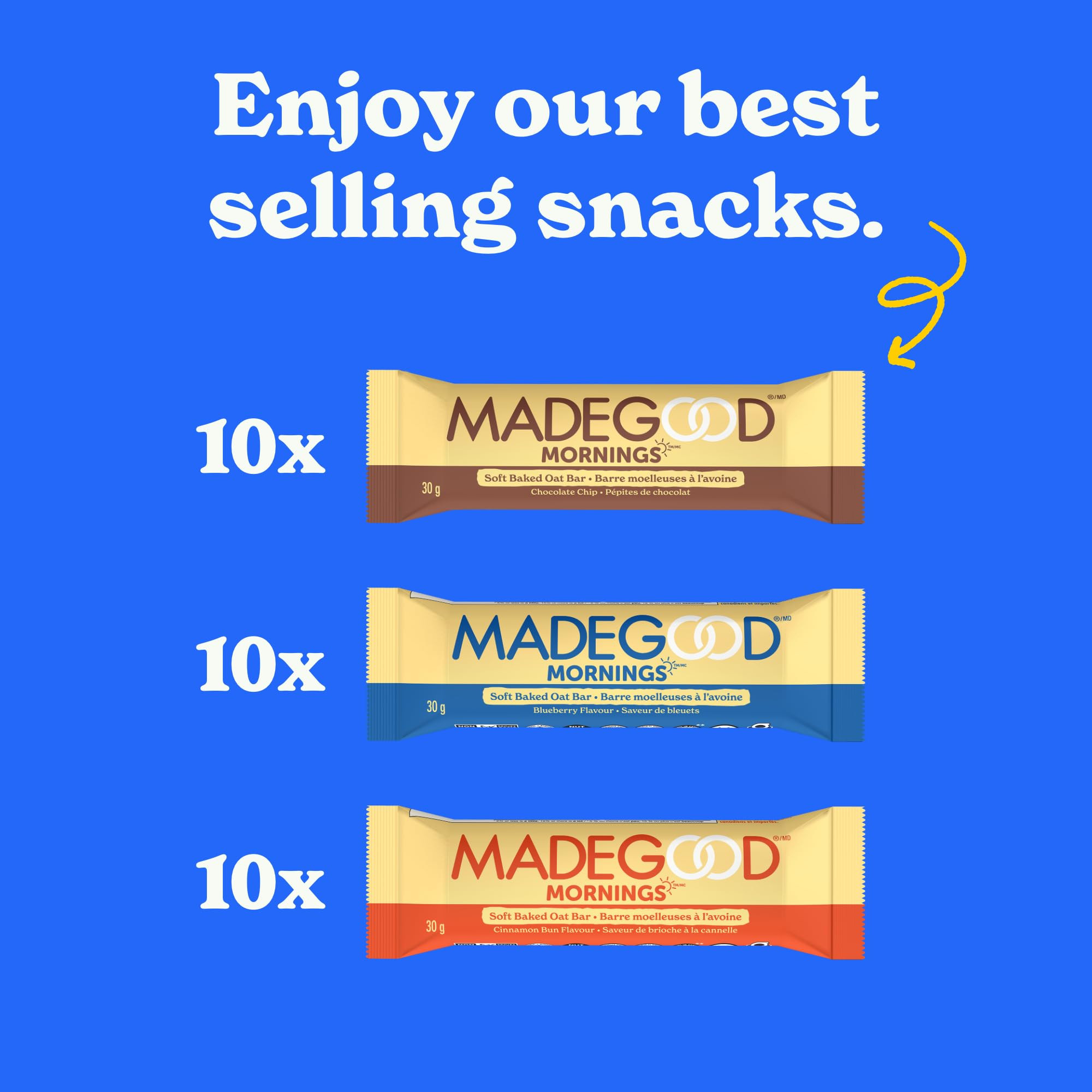 MadeGood Mornings Soft-Baked Oat Bars Variety Pack (Variety) | Amazon (US)