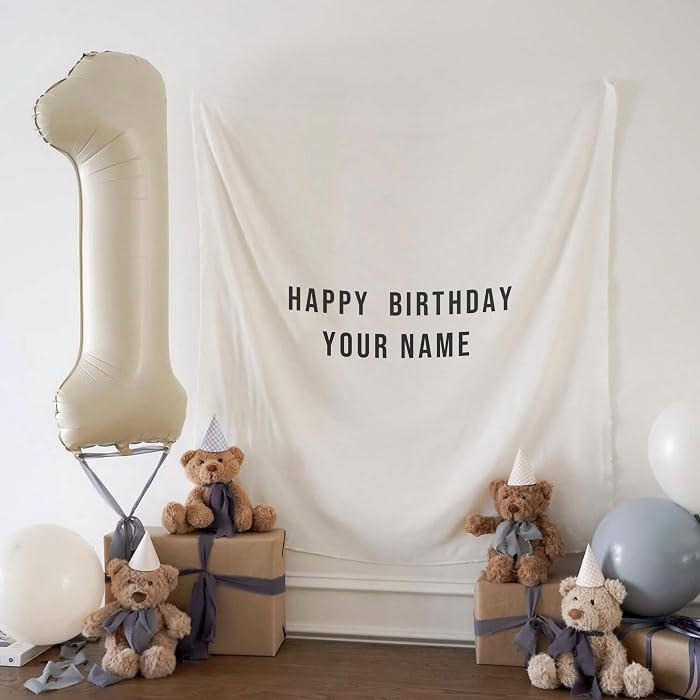 Personalised Birthday Name Flag, Custom Birthday Banner Fabric Sign, Boho Wall Art (59" x 59") | Amazon (US)