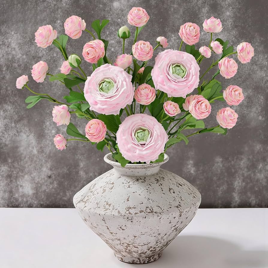 Dolicer Real Touch Ranunculus Artificial Flowers, 8Pcs 18 Inch Fake Peonies Artificial Flowers, P... | Amazon (US)