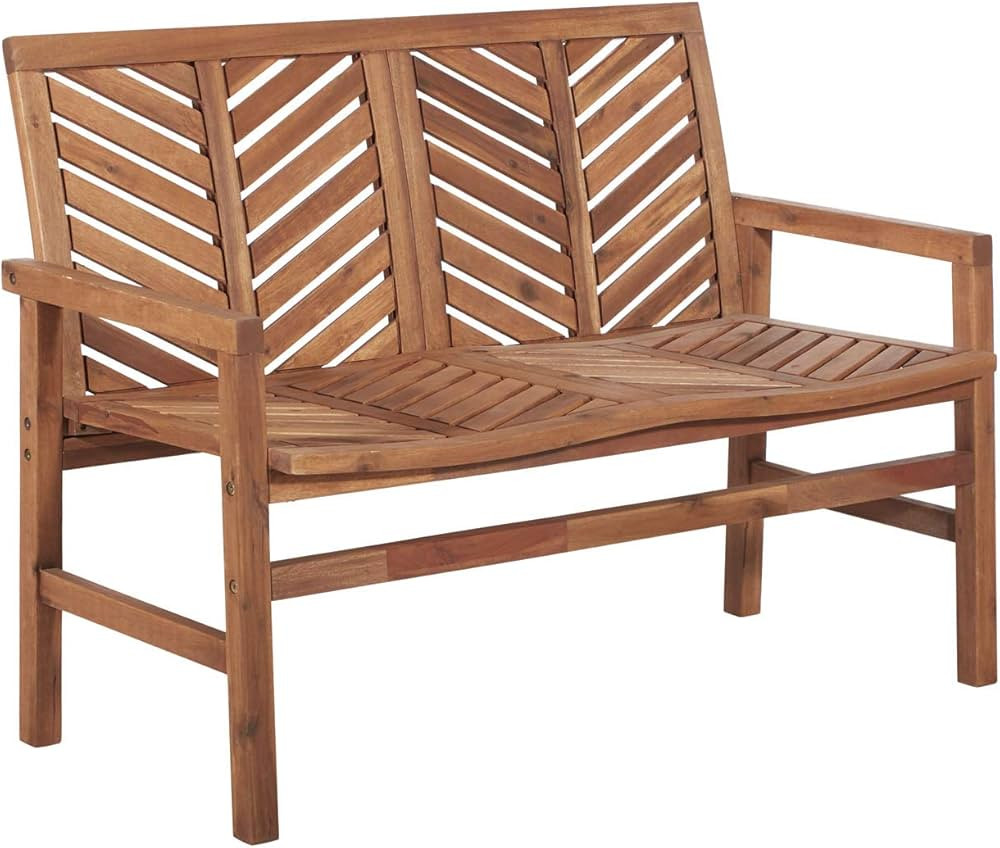 Walker Edison Outdoor Patio Wood Chevron Loveseat Chair All Weather Backyard Conversation Garden ... | Amazon (US)