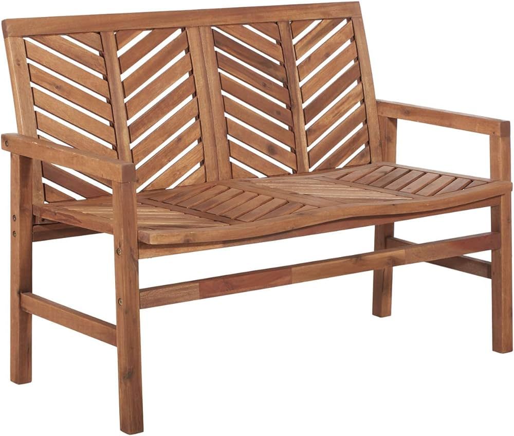 Walker Edison Outdoor Patio Wood Chevron Loveseat Chair All Weather Backyard Conversation Garden ... | Amazon (US)