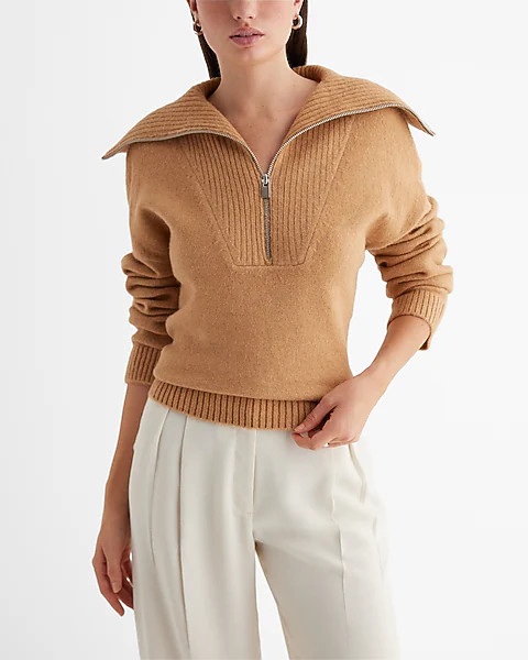 Quarter Zip Oversized Collar Sweater | Express