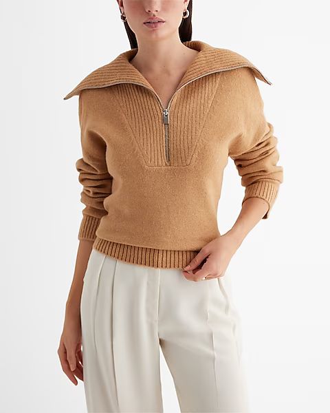Quarter Zip Oversized Collar Sweater | Express