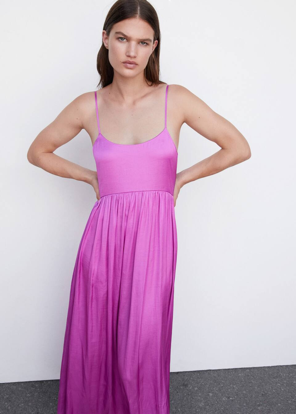 Robe longue satinée -  Femme | Mango France | MANGO (FR)