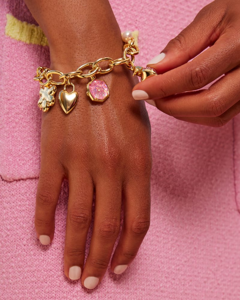 Barbie™ x Kendra Scott Gold Charm Bracelet in Pink Mix | Kendra Scott