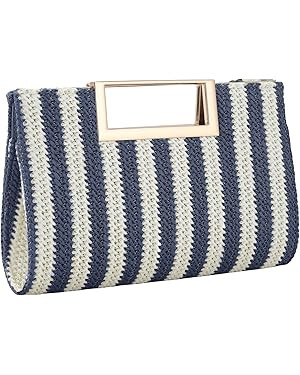 Women’s Straw Raffia Clutch Purse, Top Handle Woven Handbag with Crossbody Strap, Summer Beach ... | Amazon (US)