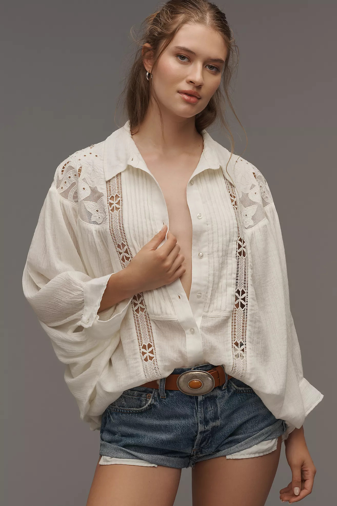 By Anthropologie Long-Sleeve Appliqué Batwing Blouse | Anthropologie (US)