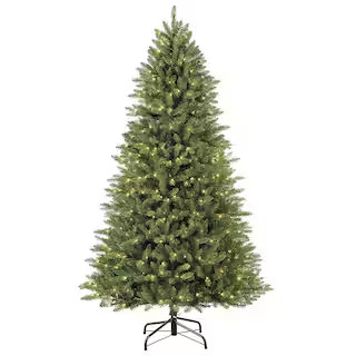 Puleo International 7.5 ft. Prelit Fraser Fir Artificial Christmas Tree with 600 UL-Listed Clear ... | The Home Depot
