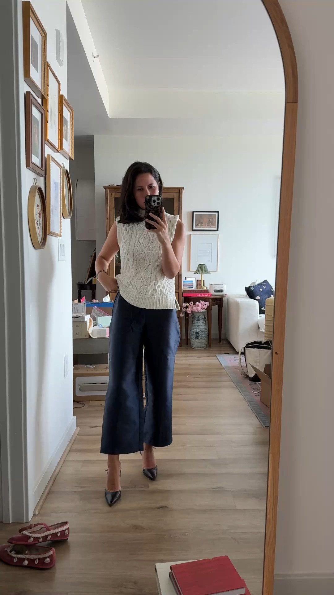 Fall pants, transitional outfit, work outfit, reformation pants, navy pants petite

#LTKootd #LTKPetite
