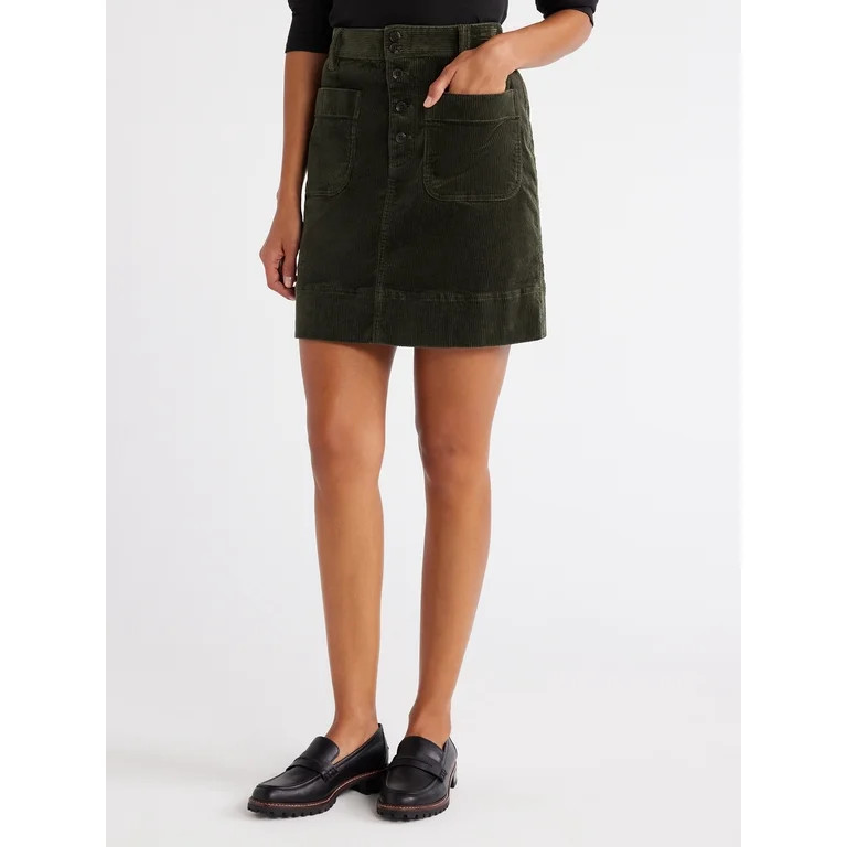 Free Assembly Women's Corduroy Patch Pocket Mini Skirt, Sizes 0-20 | Walmart (US)