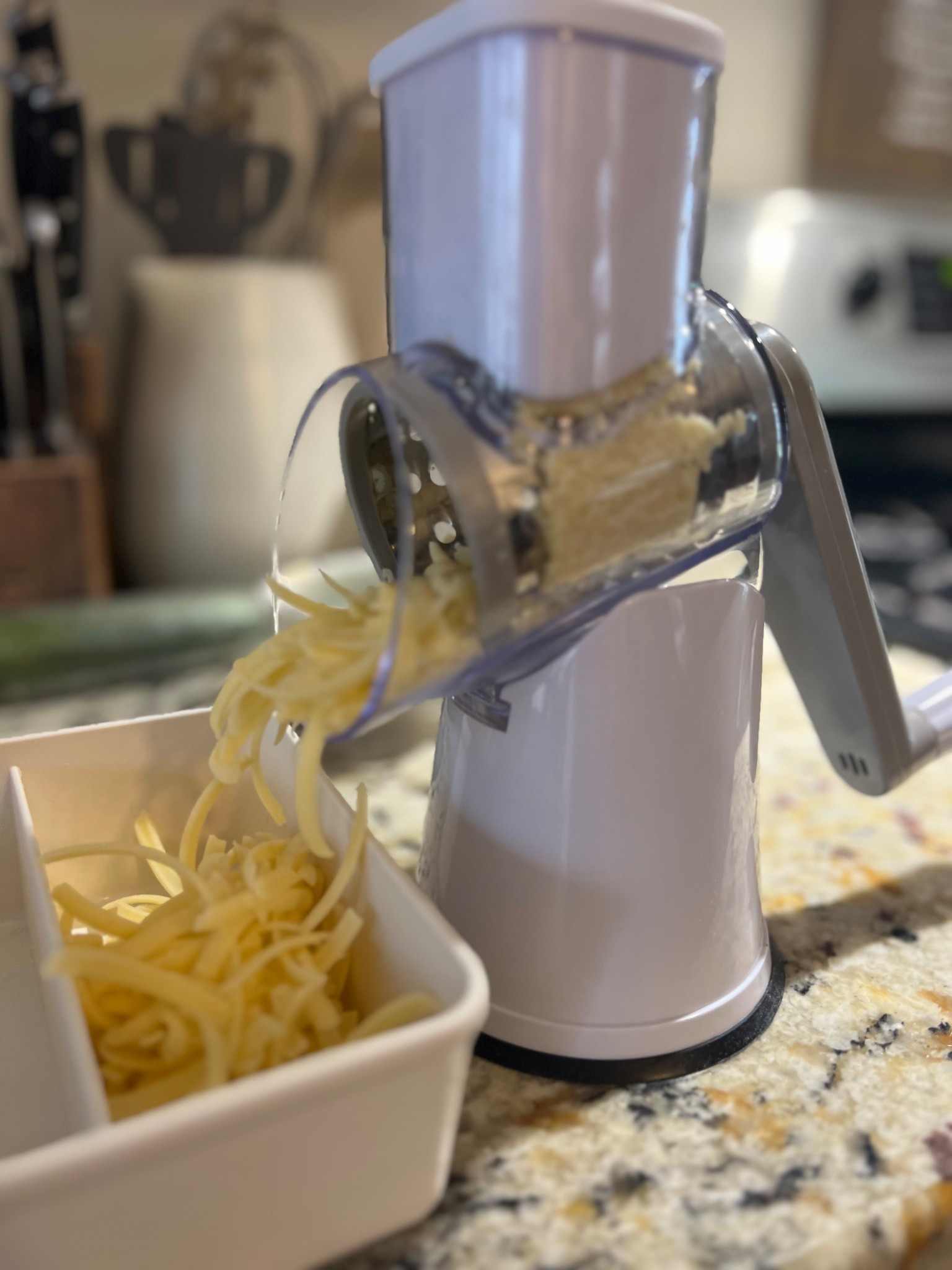 If you shred your own cheese regularly trust me you want this manual cheese grater! It suctions to the counter & comes with two different size shredder wheels, it’s so easy to use my kids shred all the cheesee

#LTKfoodie #LTKHome
