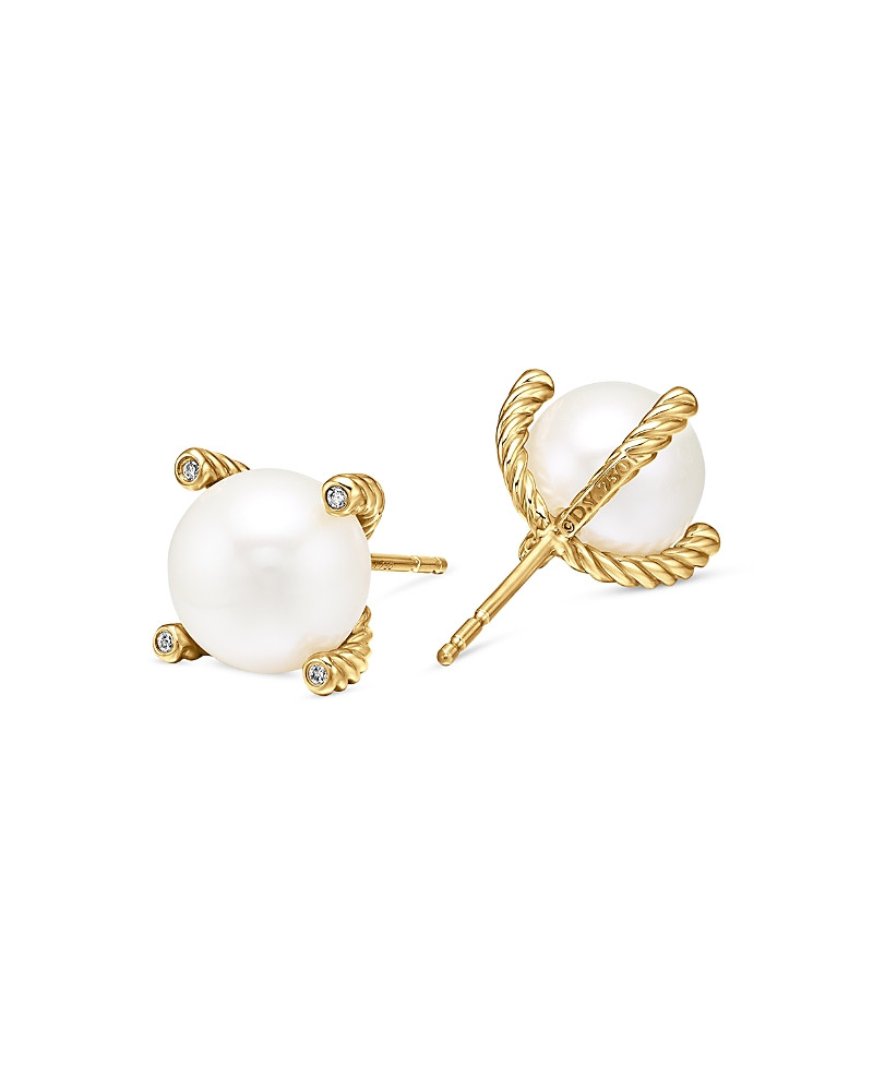 David Yurman 18K Yellow Gold Solari Stud Earrings with Cultured Freshwater Pearls & Diamonds | Bloomingdale's (US)