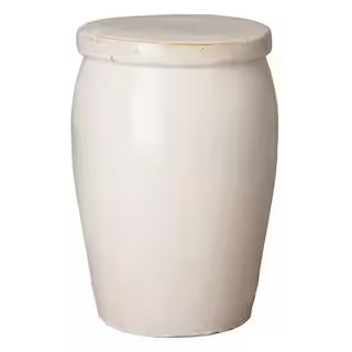 Emissary Drum Too Distressed White Ceramic Garden Stool 12041WT - The Home Depot | The Home Depot