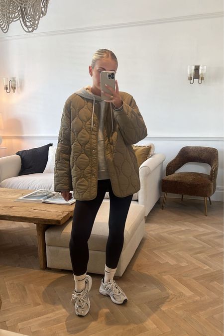 Winter to Spring Style, Transitional Style, Outfit Inspiration, Everyday Outfit, Adanola Leggings, Grey Hoodie, Quilted Jacket 

#LTKSeasonal #LTKeurope #LTKstyletip