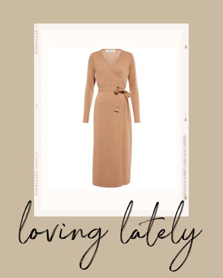 Kat Jamieson of With Love From Kat shares a camel dress. Midi dress, cashmere dress, fall style, neutral dress, wrap dress, neutral style.

#LTKworkwear #LTKSeasonal #LTKstyletip