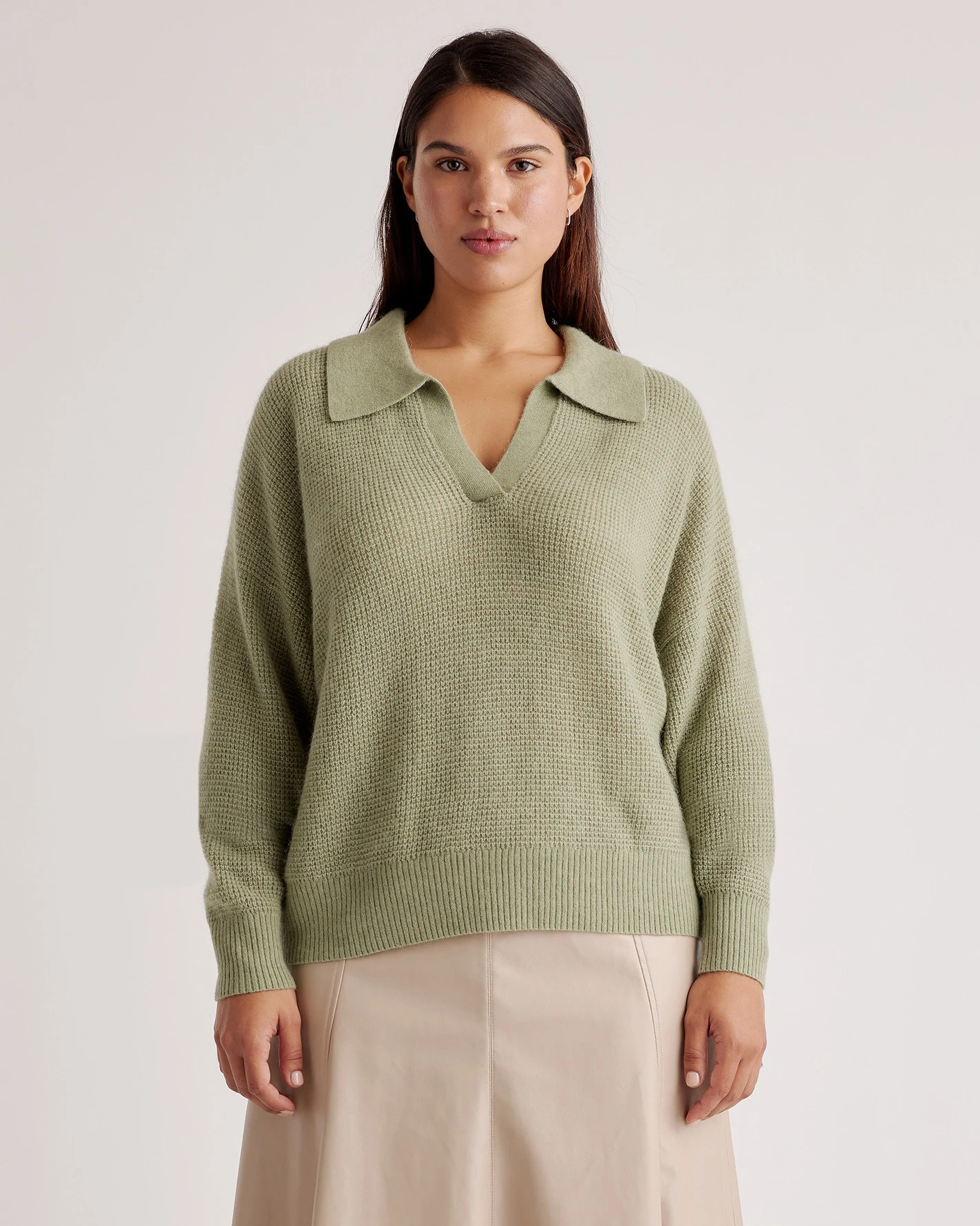 Baby Alpaca-Wool Waffle Stitch Polo Sweater | Quince