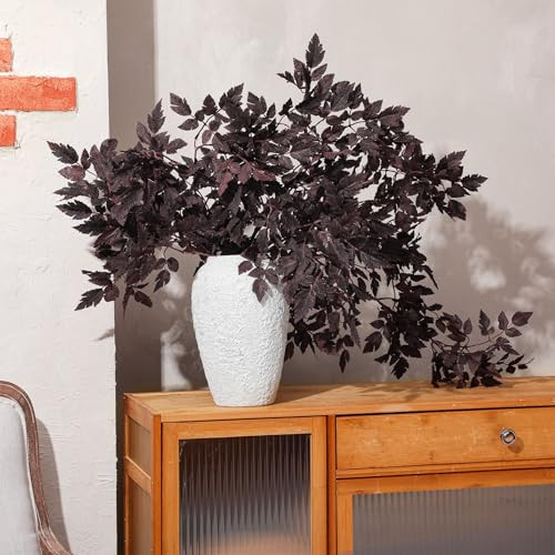 Lyrow 2 Pack Artificial Cimicifuga Plant Leaf Spray - Faux Plum Ramosa Leaf Branch Stems for Home Vase Table Wedding Farmhouse Mantel Harvest Decor | Amazon (US)