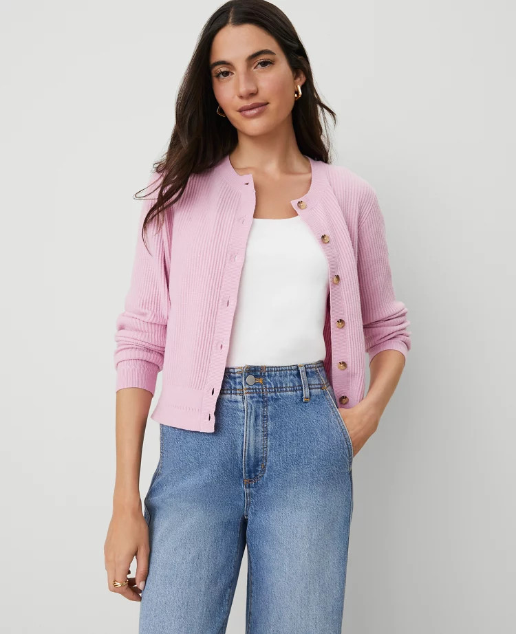Textured Stitch Ann Cardigan | Ann Taylor