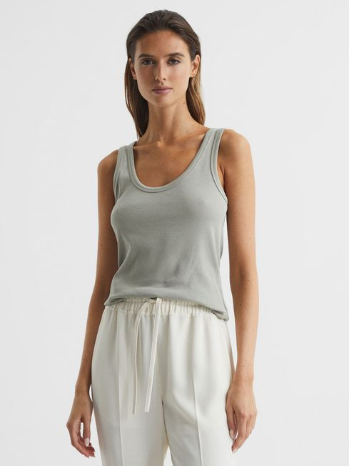 Scoop Neck Ribbed Jersey Vest Top | Reiss US