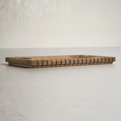 Colbin Wooden Scalloped Edge Rectangular Tray - 25" x 15" Contemporary Mango Wood Decor Serving Tray | Wayfair North America