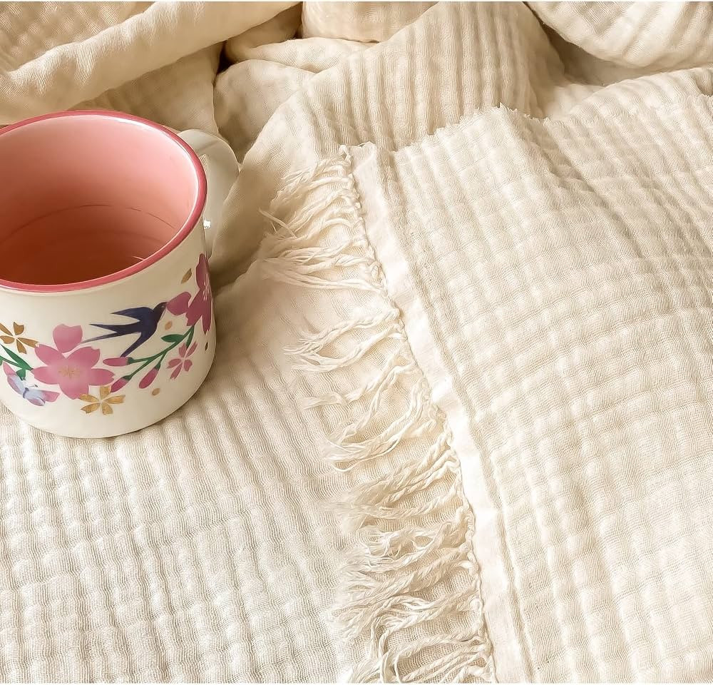 KyraHome 100% Organic Cotton Muslin Throw Blanket for Couch Sofa, Pre-Washed Plant Hand Dyed, Bre... | Amazon (US)