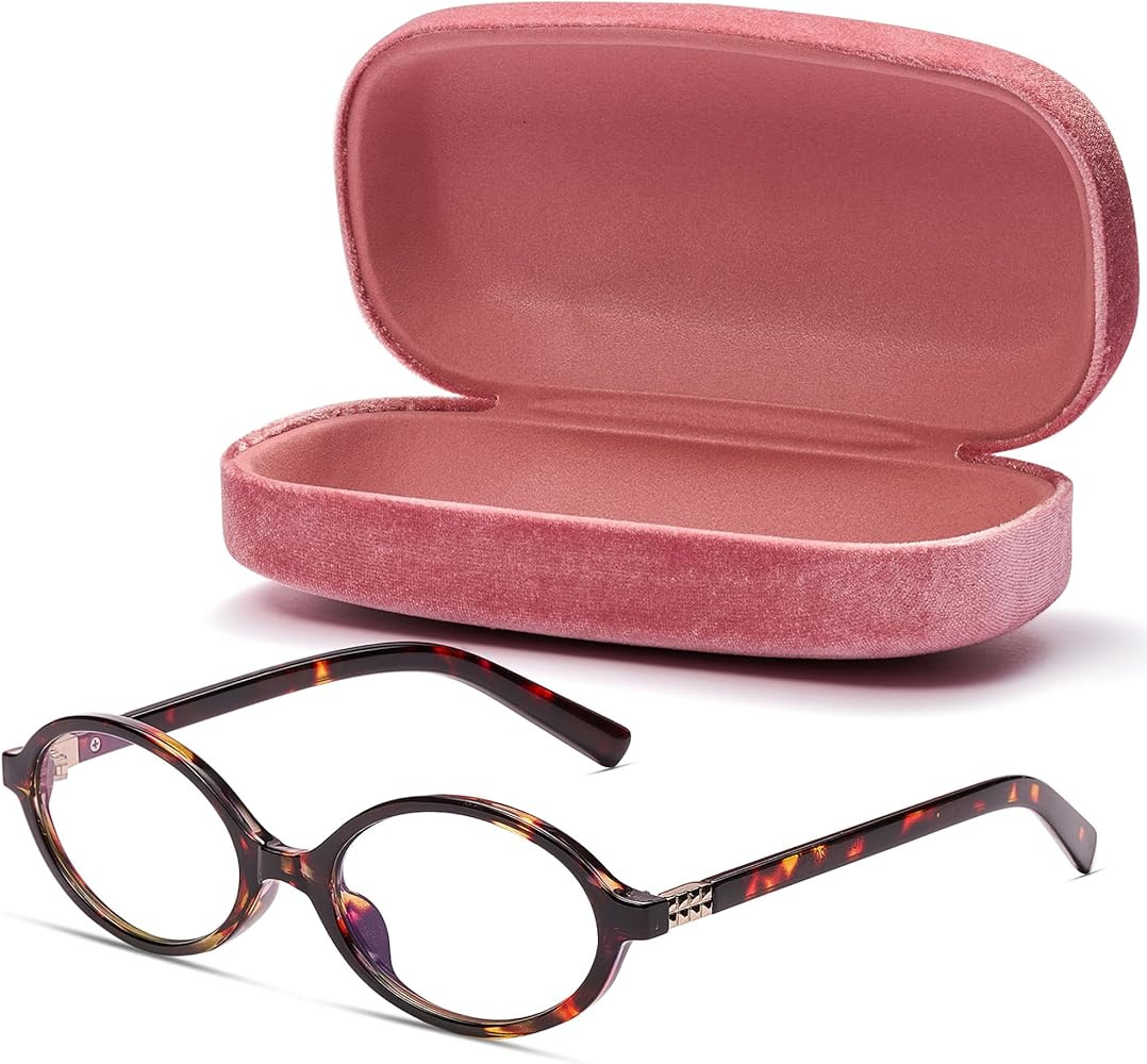 livho 90s Iconic Blue Light Glasses – Vintage-Inspired Micro Oval/Rectangle Frame + Pink Case f... | Amazon (US)