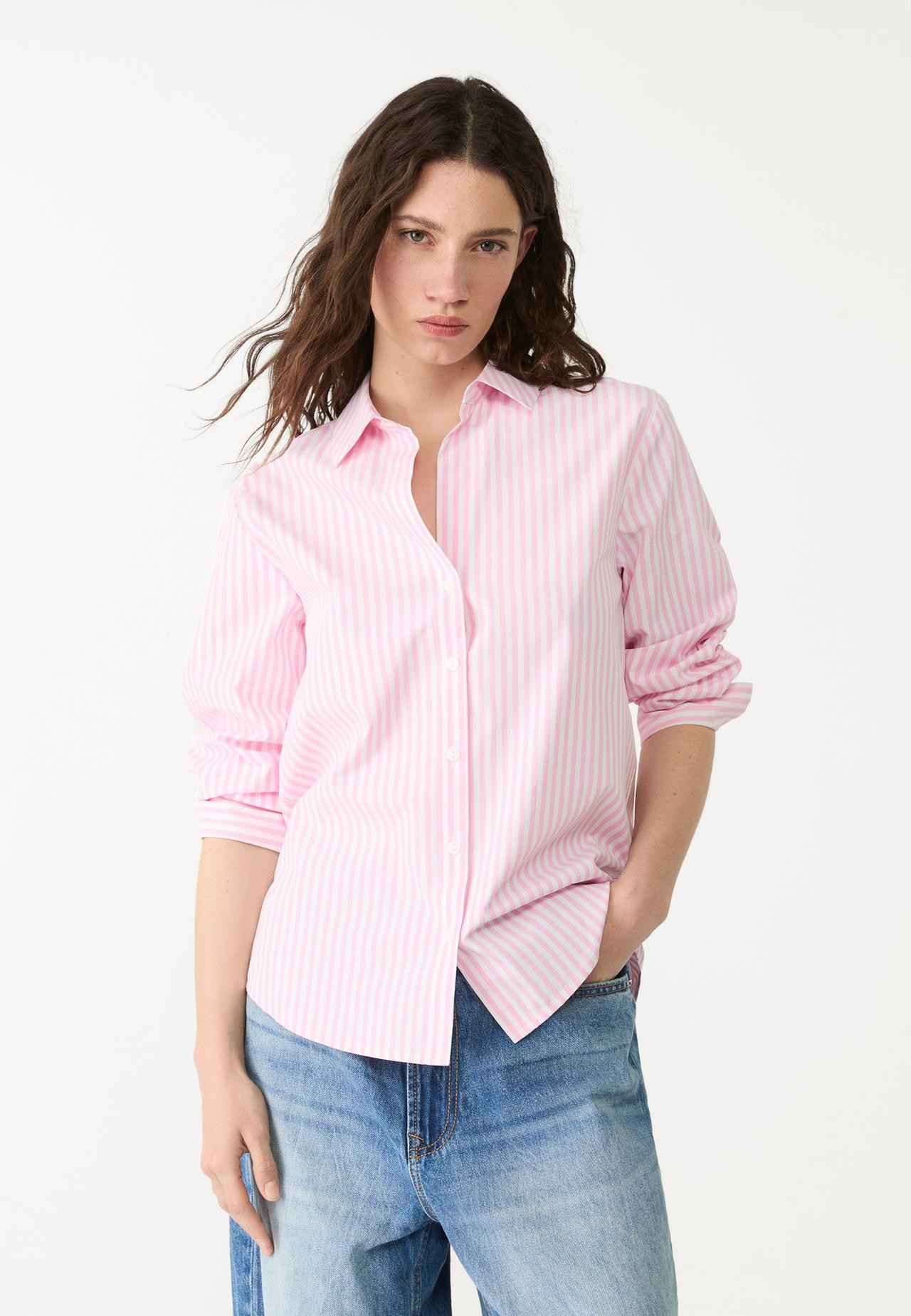 Gestreepte popeline blouse | Stradivarius (NL)