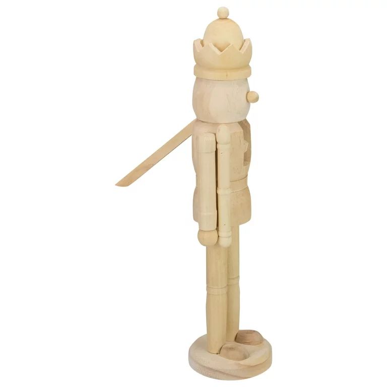 Northlight 14.75" Unfinished Paintable Wooden Christmas Nutcracker with a Crown | Walmart (US)