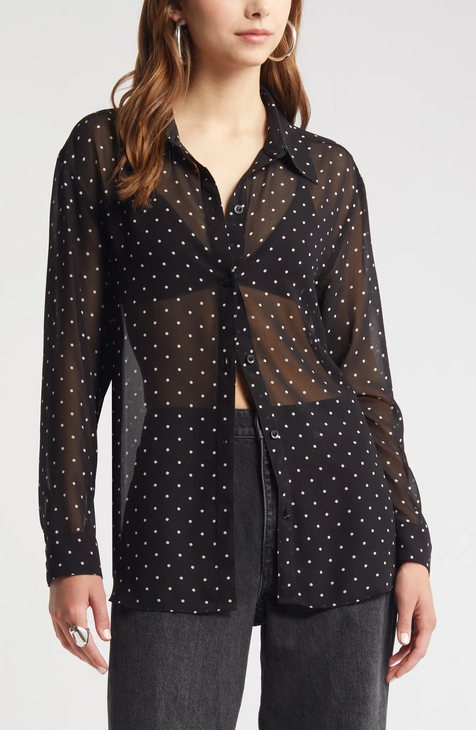 Sheer Button-Up Shirt | Nordstrom