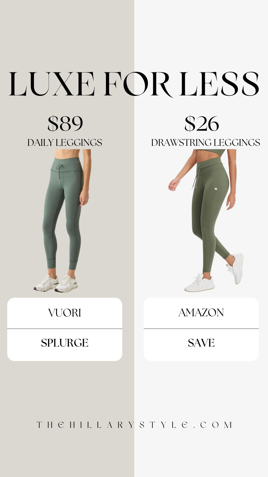 Found! The Best Amazon Dupe for the Vuori Daily Leggings

Stop spending $90 on one pair of leggings! 🛑 I found the ultimate Amazon look for less for the fan-favorite Vuori Daily Leggings. These have the same drawstring waist, 7/8 length, and that peachy-soft brushed fabric we all love. They are squat-proof, buttery smooth, and perfect for your Pilates era or just running errands. Honestly, I can’t tell the difference between these and my high-end activewear! If you’re building an elevated capsule wardrobe on a budget, these Amazon fashion finds are a total must-have.

#TheHillaryStyle #AmazonFinds #AmazonFashion #LookForLess #VuoriDupe #AthleisureStyle #AmazonMustHaves #ActivewearDupe #BudgetFashion #PinterestStyle #LTKunder50 #GymGirlAesthetic #PilatesOutfit #AffordableFashion #AmazonLeggings #WorkFromHomeStyle 

 

#LTKfitnessgoals #LTKActive #LTKFindsUnder50