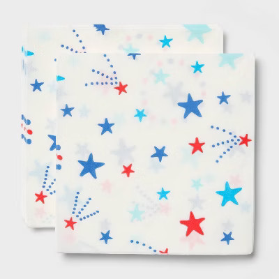 30ct Stars Disposable Napkins White Red Blue - Sun Squad™ | Target